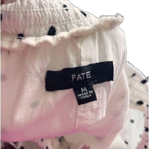Fate Anya polka dot ruffled bell sleeve mini dress WHITE BLACK SZ MEDIUM - Picture 9 of 10